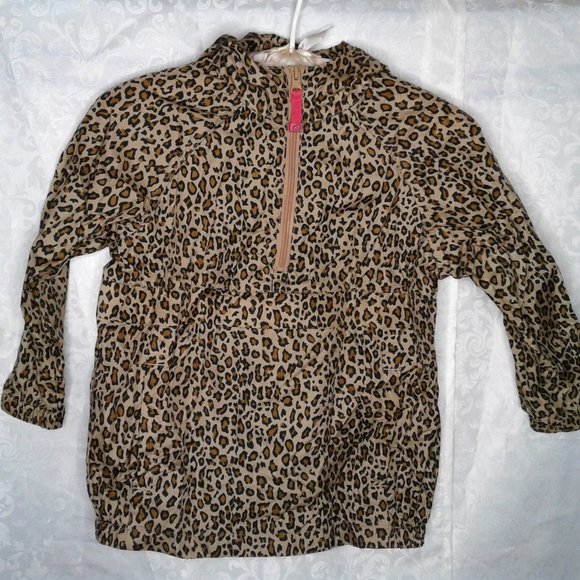 The Children's Place Other - Children's Place Girls Cheetah Print Rain Jacket Windbreaker Quarter Zip XS 4
